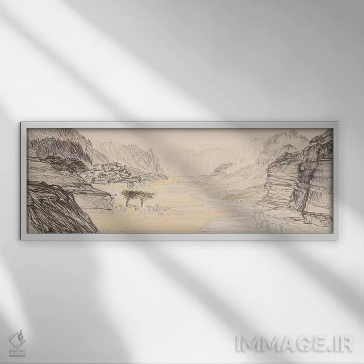 تابلو نهر نکرُت (جریان آب در اسرائیل) اثر ایستو ریمر - نمای قابدار سفید