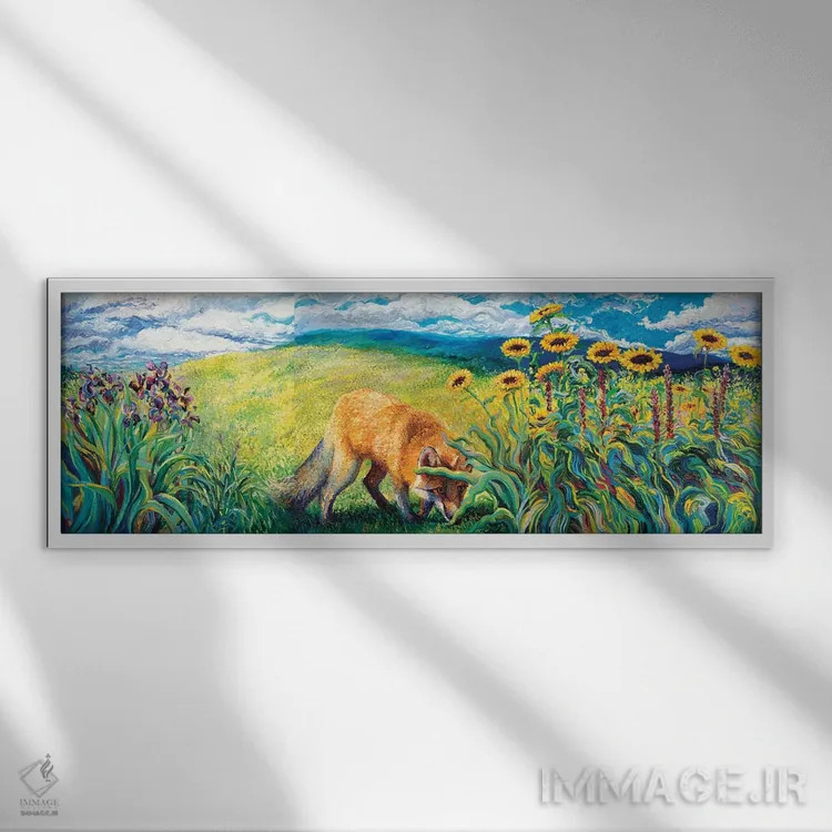 تابلو سهلتی روباهگون اثر آیریس اسکات - نمای قابدار سفید