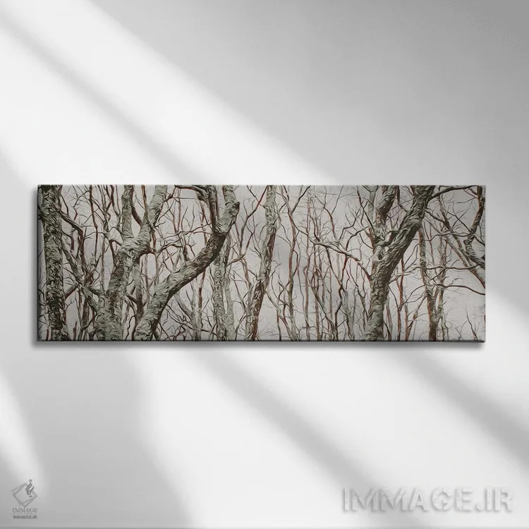 تابلو شاخههای خمیده درختان در جنگل اثر ایوجنیا بیدیوک - نمای روبهرو روی دیوار