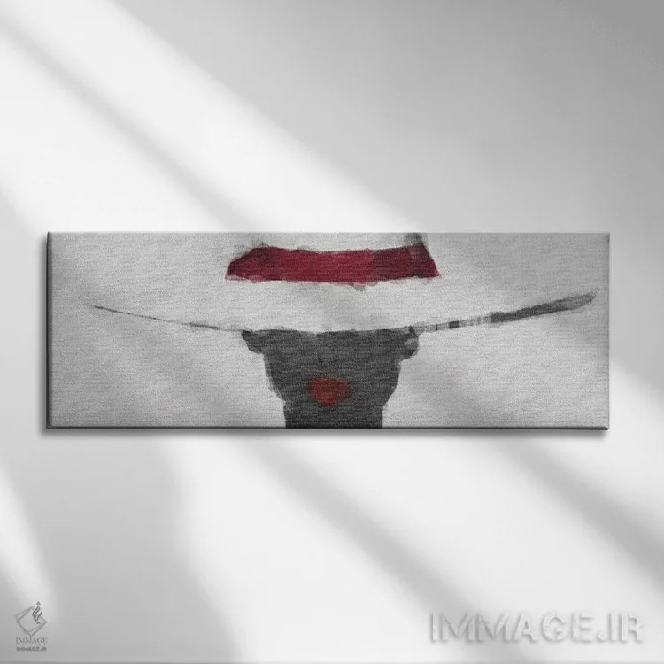 تابلو چهره زن با کلاه سفید اثر ایوجنیا بیدیوک - نمای روبهرو روی دیوار