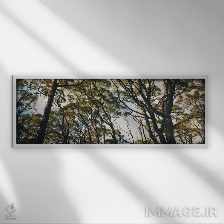 تابلو پسزمینهای از درختان جنگل اثر ایوجنیا بیدیوک - نمای قابدار سفید