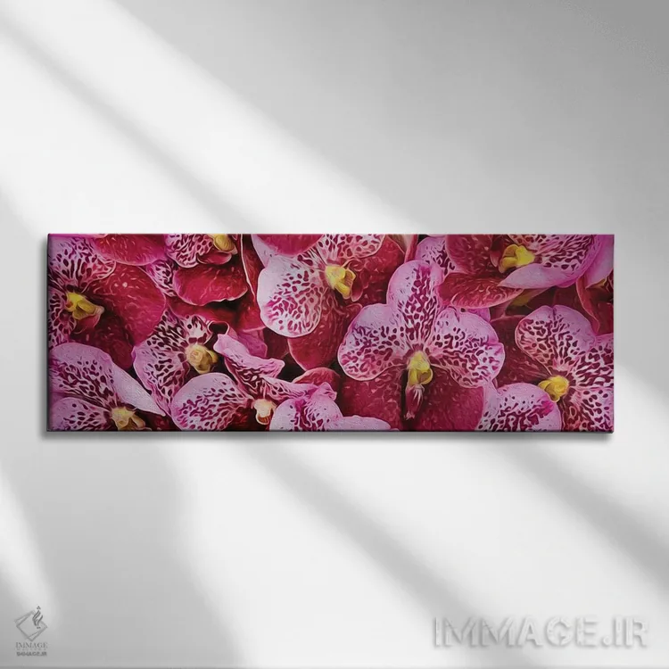 تابلو پسزمینهای از ارکیدههای ببری صورتی اثر ایوجنیا بیدیوک - نمای روبهرو روی دیوار