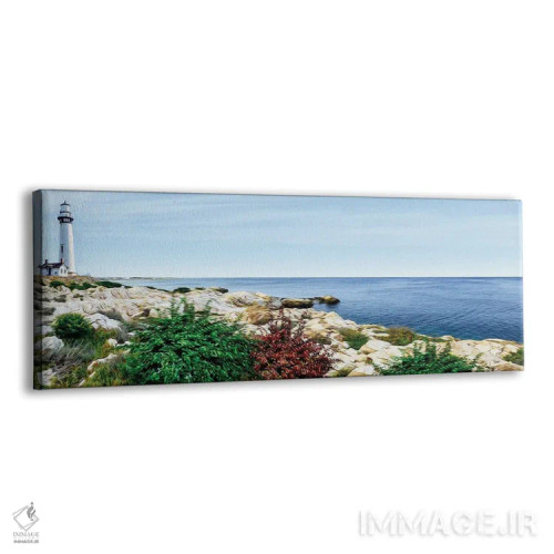تابلو ساحل صخرهای بر پسزمینهٔ فانوس دریایی اثر ایوجنیا بیدیوک - نمای پرسپکتیو محصول