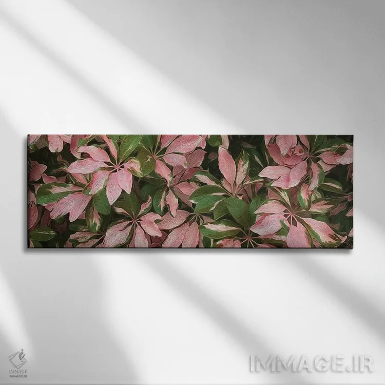 تابلو پسزمینهای از برگهای روشن استوایی اثر ایوجنیا بیدیوک - نمای روبهرو روی دیوار