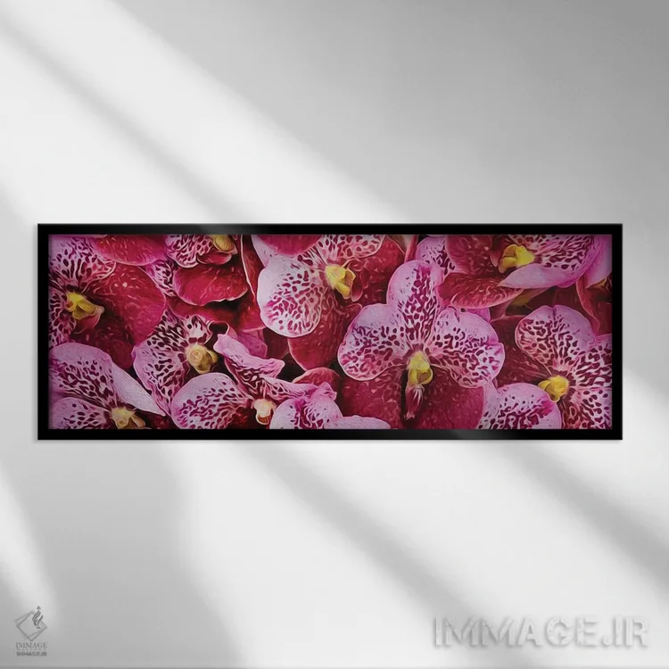 تابلو پسزمینهای از ارکیدههای ببری صورتی اثر ایوجنیا بیدیوک - نمای قابدار مشکی