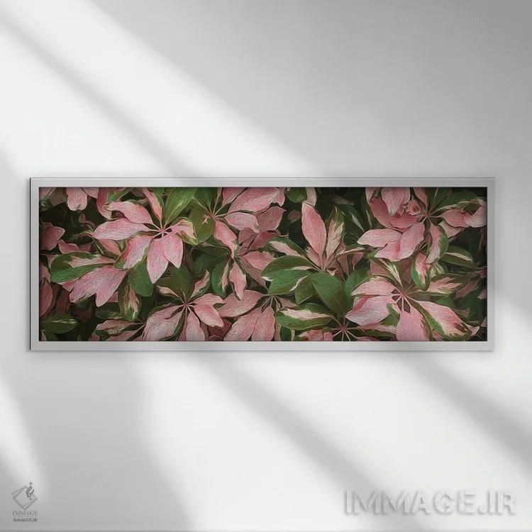 تابلو پسزمینهای از برگهای روشن استوایی اثر ایوجنیا بیدیوک - نمای قابدار سفید