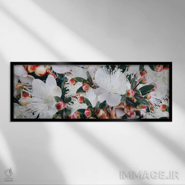 تابلو شکوفهٔ گیلاس رنگارنگ بهاری اثر ایوجنیا بیدیوک - نمای قابدار مشکی