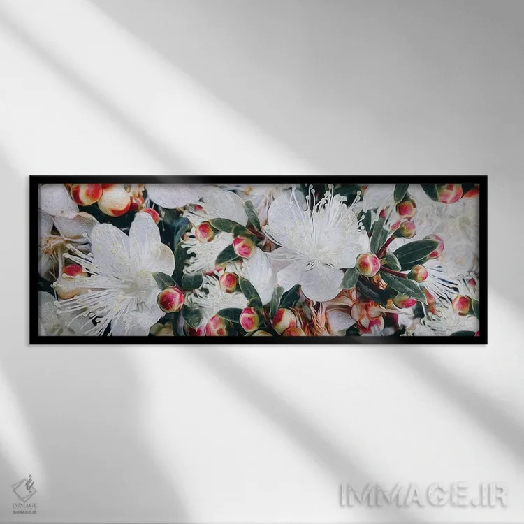 تابلو شکوفهٔ گیلاس رنگارنگ بهاری اثر ایوجنیا بیدیوک - نمای قابدار مشکی