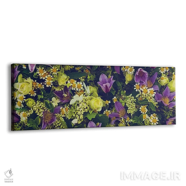 تابلو پسزمینهای از گلهای مروارید، رز زرد، یاس بنفش و یاس سفید اثر ایوجنیا بیدیوک - نمای پرسپکتیو محصول