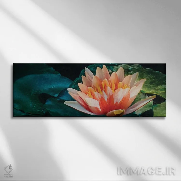 تابلو گل نیلوفر آبی بزرگ اثر ایوجنیا بیدیوک - نمای روبهرو روی دیوار