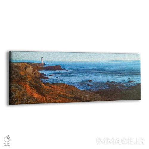 تابلو فانوس دریایی بر ساحل صخرهای اقیانوس اثر ایوجنیا بیدیوک - نمای پرسپکتیو محصول