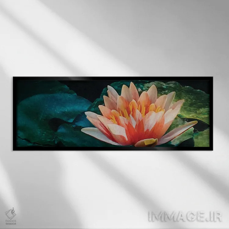 تابلو گل نیلوفر آبی بزرگ اثر ایوجنیا بیدیوک - نمای قابدار مشکی