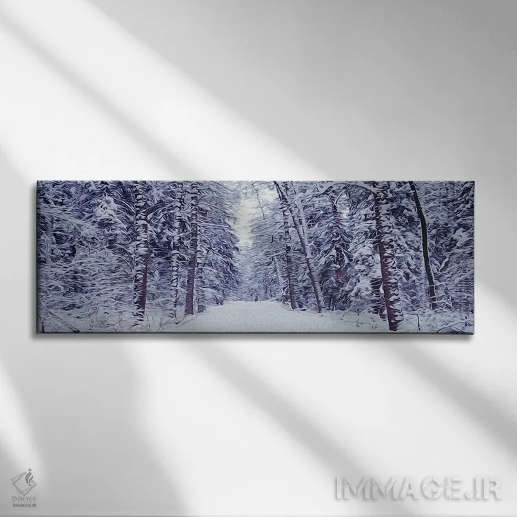 تابلو جادهٔ برفی در جنگل اثر ایوجنیا بیدیوک - نمای روبهرو روی دیوار