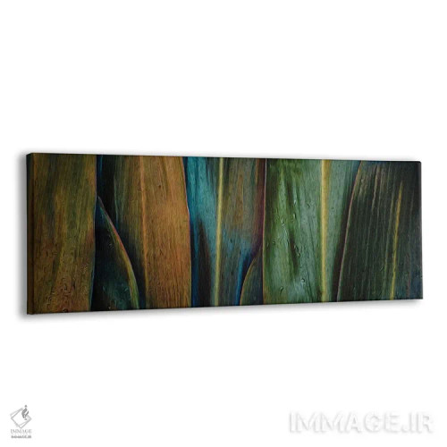 تابلو Blue, Green, Brown Colors,پسزمینهای از برگهای گرمسیری با رنگهای زرد، آبی، سبز و قهوهای اثر ایوجنیا بیدیوک - نمای پرسپکتیو محصول