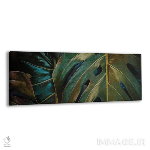 تابلو پسزمینه برگهای مانسترا اثر ایوجنیا بیدیوک - نمای پرسپکتیو محصول