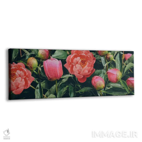 تابلو پسزمینه افقی از گلهای صدتومانی شکوفا اثر ایوجنیا بیدیوک - نمای پرسپکتیو محصول