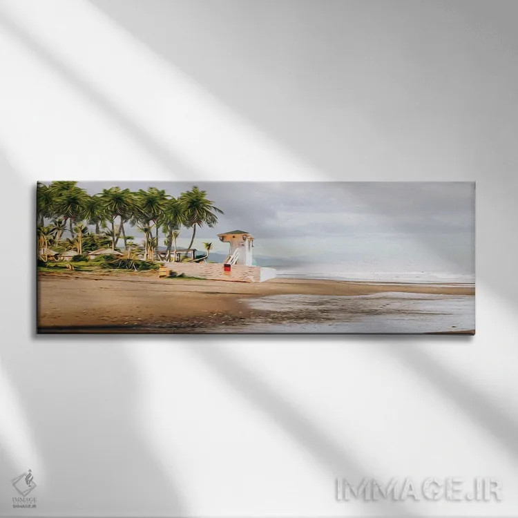 تابلو برج نجات غریق در ساحل استوایی اثر ایوجنیا بیدیوک - نمای روبهرو روی دیوار