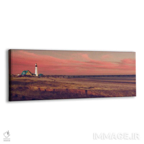 تابلو روستای کوچکی با فانوس دریایی روی اقیانوس اثر ایوجنیا بیدیوک - نمای پرسپکتیو محصول