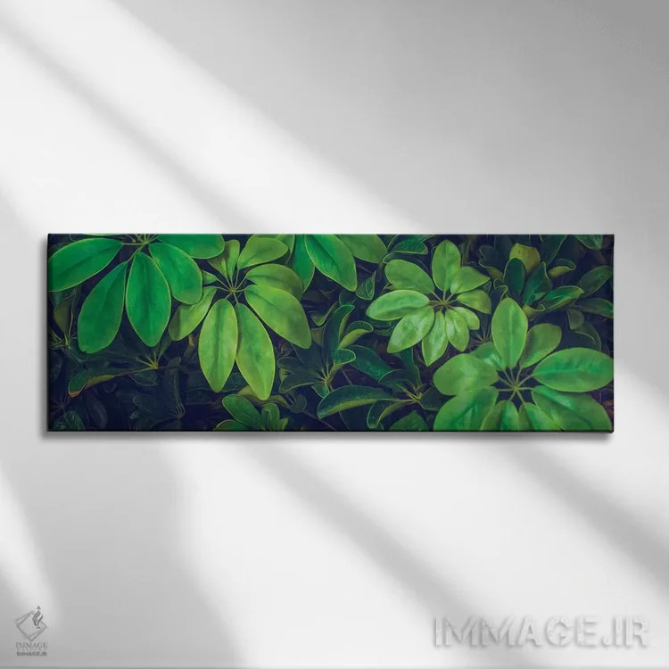 تابلو پسزمینه گیاه شفلرا نورا اثر ایوجنیا بیدیوک - نمای روبهرو روی دیوار