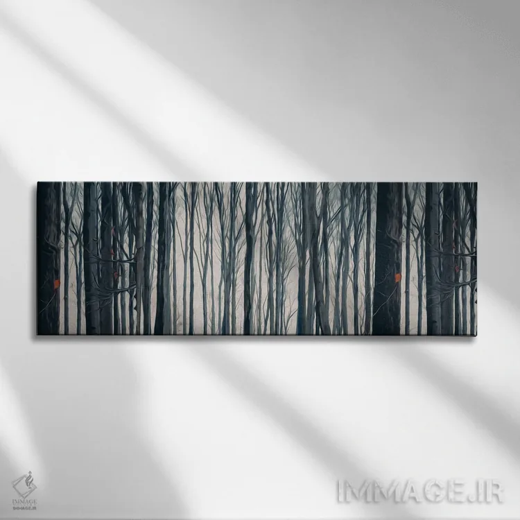 تابلو پسزمینه افقی از درختان جنگل پاییزی اثر ایوجنیا بیدیوک - نمای روبهرو روی دیوار