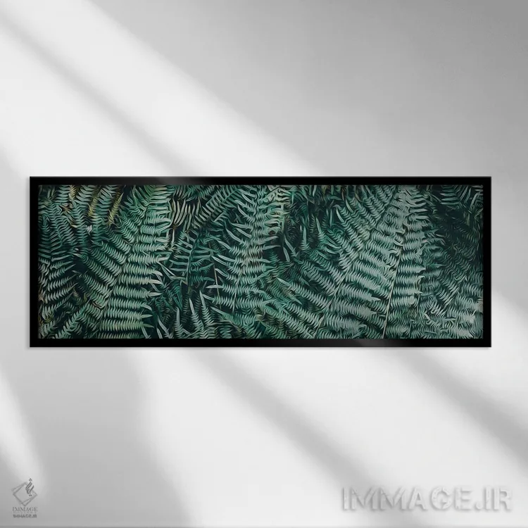 تابلو پسزمینه افقی از سرخسها اثر ایوجنیا بیدیوک - نمای قابدار مشکی