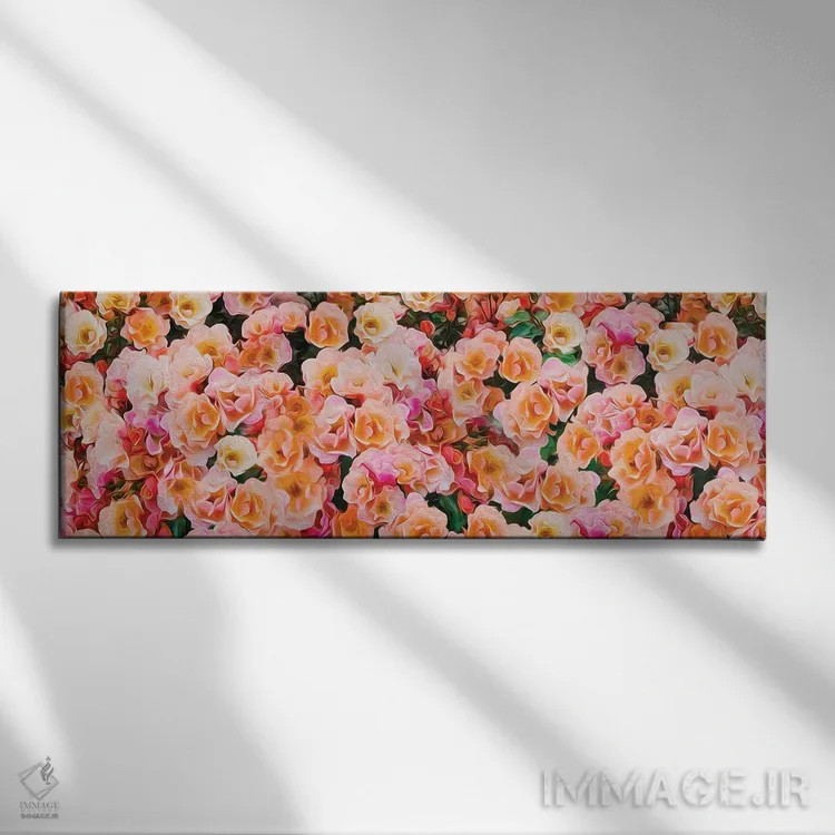 تابلو پسزمینه افقی از رزهای پارک نارنجی اثر ایوجنیا بیدیوک - نمای روبهرو روی دیوار