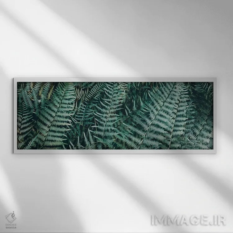 تابلو پسزمینه افقی از سرخسها اثر ایوجنیا بیدیوک - نمای قابدار سفید