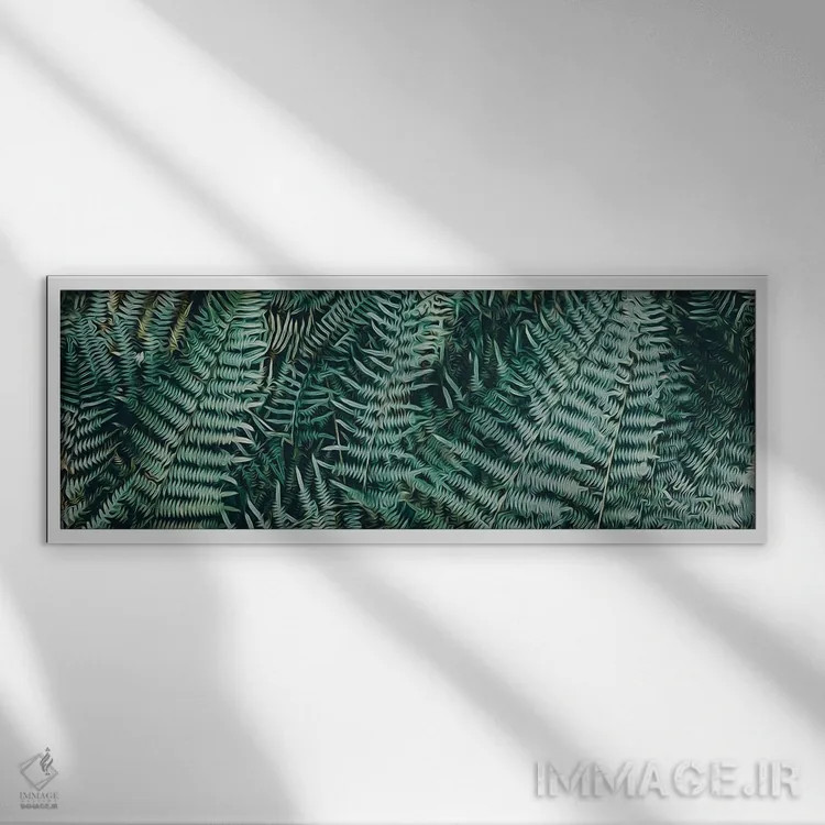 تابلو پسزمینه افقی از سرخسها اثر ایوجنیا بیدیوک - نمای قابدار سفید