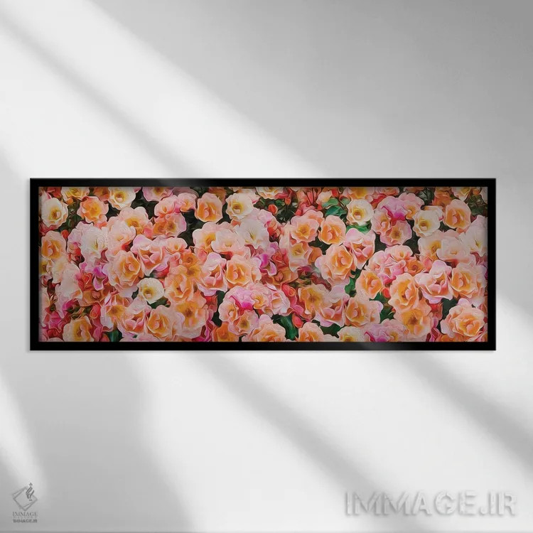 تابلو پسزمینه افقی از رزهای پارک نارنجی اثر ایوجنیا بیدیوک - نمای قابدار مشکی