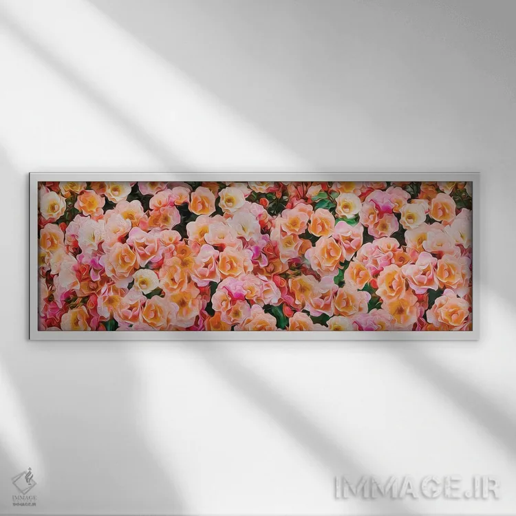 تابلو پسزمینه افقی از رزهای پارک نارنجی اثر ایوجنیا بیدیوک - نمای قابدار سفید