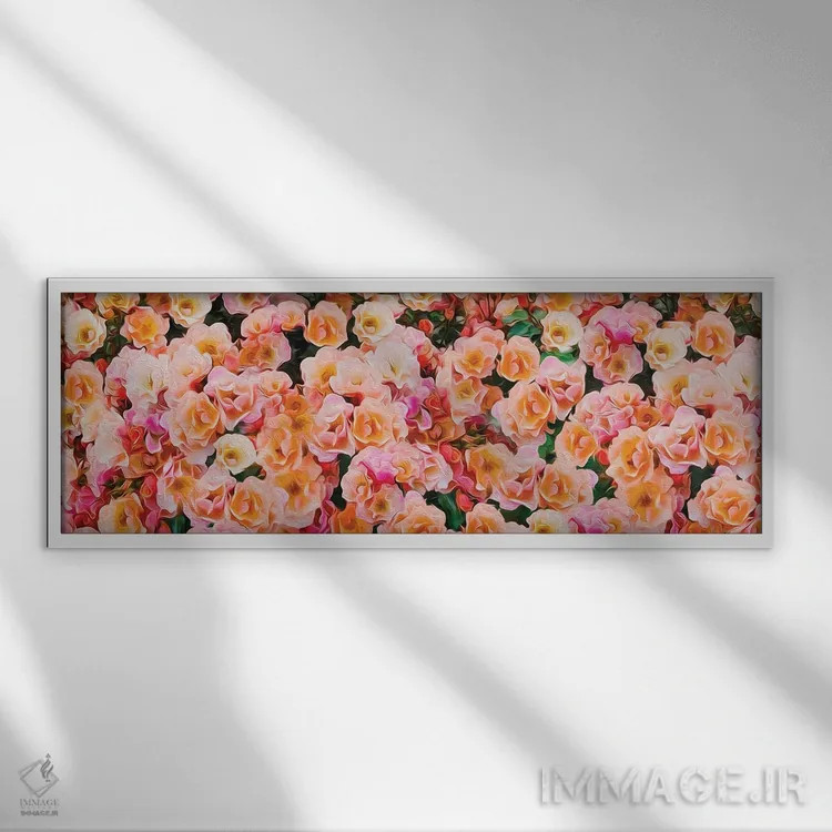تابلو پسزمینه افقی از رزهای پارک نارنجی اثر ایوجنیا بیدیوک - نمای قابدار سفید