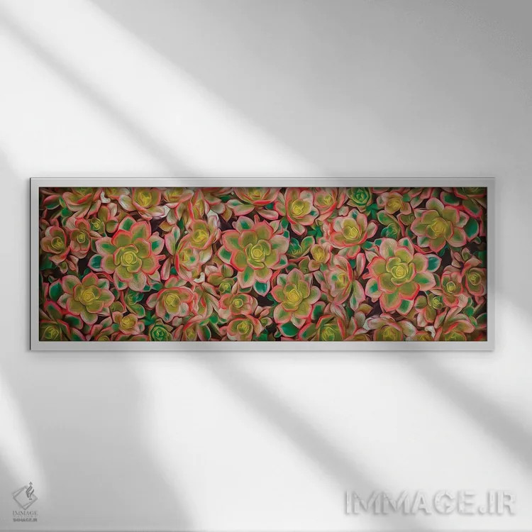 تابلو ساکولنتهای سالادگونه و نارنجی اثر ایوجنیا بیدیوک - نمای قابدار سفید