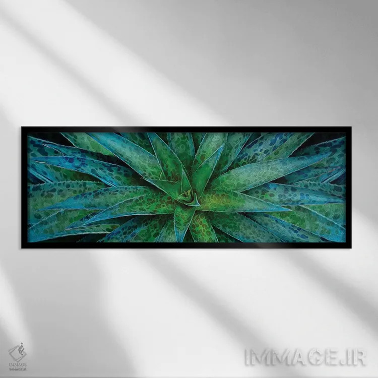 تابلو آگاو نعنایی اثر ایوجنیا بیدیوک - نمای قابدار مشکی