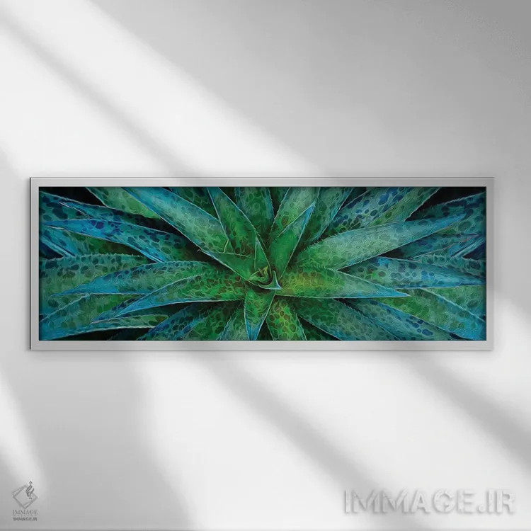 تابلو آگاو نعنایی اثر ایوجنیا بیدیوک - نمای قابدار سفید