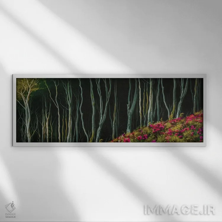 تابلو چمنزار گل در لبه جنگل اثر ایوجنیا بیدیوک - نمای قابدار سفید