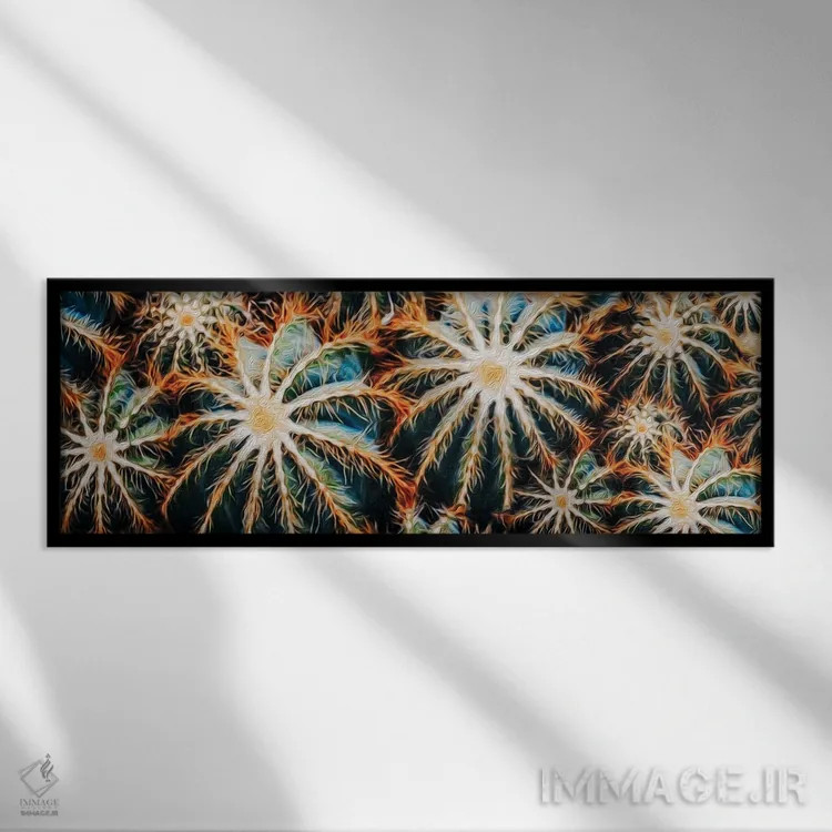 تابلو پسزمینهای روشن از کاکتوسها اثر ایوجنیا بیدیوک - نمای قابدار مشکی