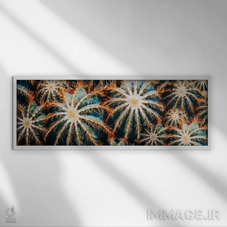 تابلو پسزمینهای روشن از کاکتوسها اثر ایوجنیا بیدیوک - نمای قابدار سفید