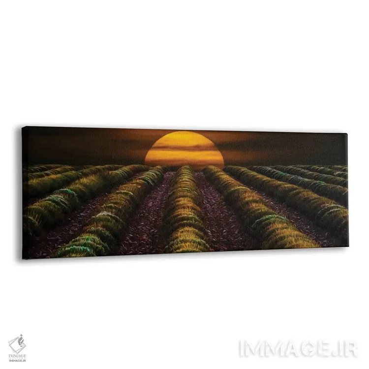 تابلو غروب آفتاب در مزرعه اسطوخودوس در پاییز اثر ایوجنیا بیدیوک - نمای پرسپکتیو محصول