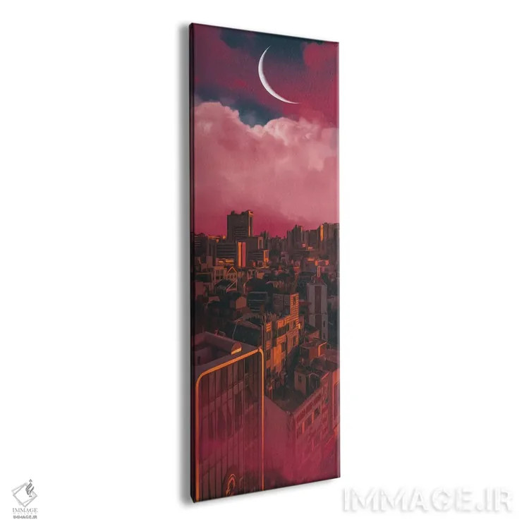 تابلو شهری در میان ابرهای صورتی اثر ایوجنیا بیدیوک - نمای پرسپکتیو محصول