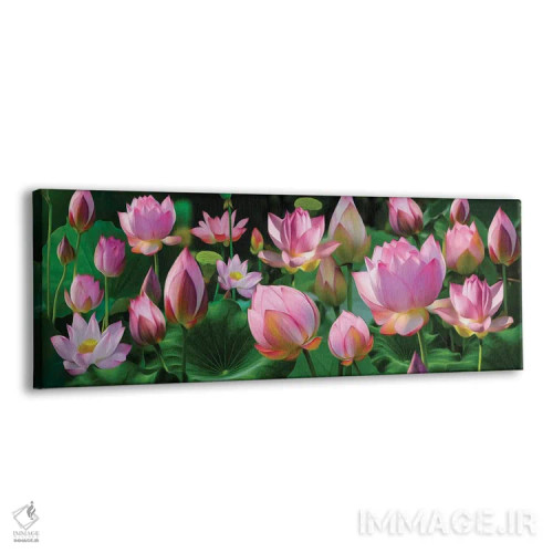 تابلو پسزمینه افقی گلهای نیلوفر آبی اثر ایوجنیا بیدیوک - نمای پرسپکتیو محصول