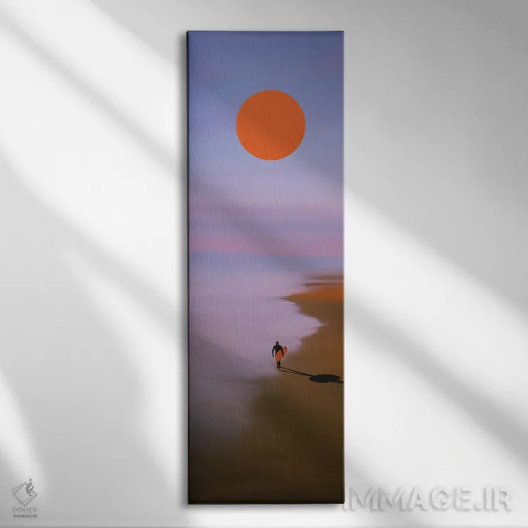 تابلو موجسوار و خورشید نارنجی اثر ایوجنیا بیدیوک - نمای روبهرو روی دیوار