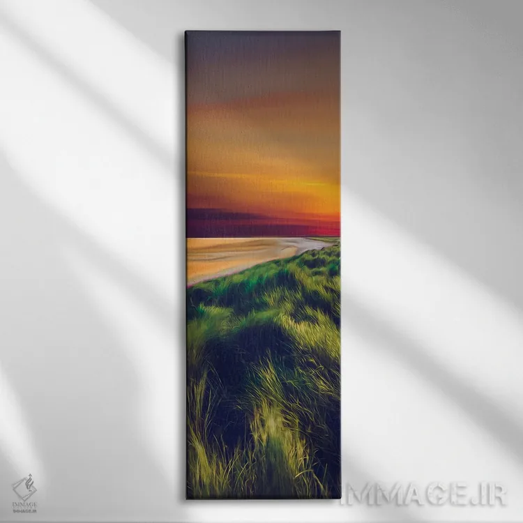 تابلو علفهای بلند در ساحل دریا اثر ایوجنیا بیدیوک - نمای روبهرو روی دیوار