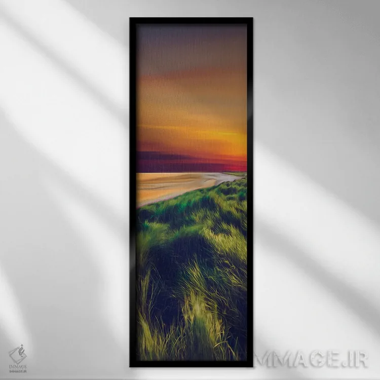 تابلو علفهای بلند در ساحل دریا اثر ایوجنیا بیدیوک - نمای قابدار مشکی
