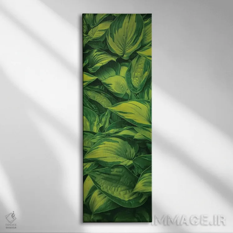 تابلو برگهای هاستای راهراه اثر ایوجنیا بیدیوک - نمای روبهرو روی دیوار