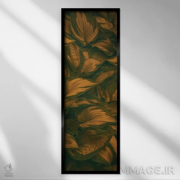 تابلو برگها در سایهای گرم اثر ایوجنیا بیدیوک - نمای قابدار مشکی