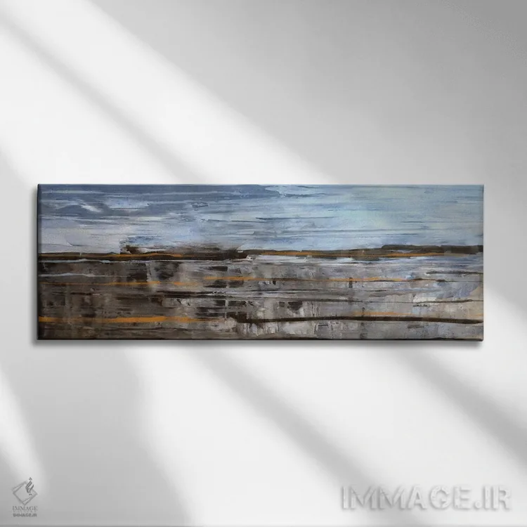 تابلو انتزاع افق بر روی پارچه اثر ایوجنیا بیدیوک - نمای روبهرو روی دیوار