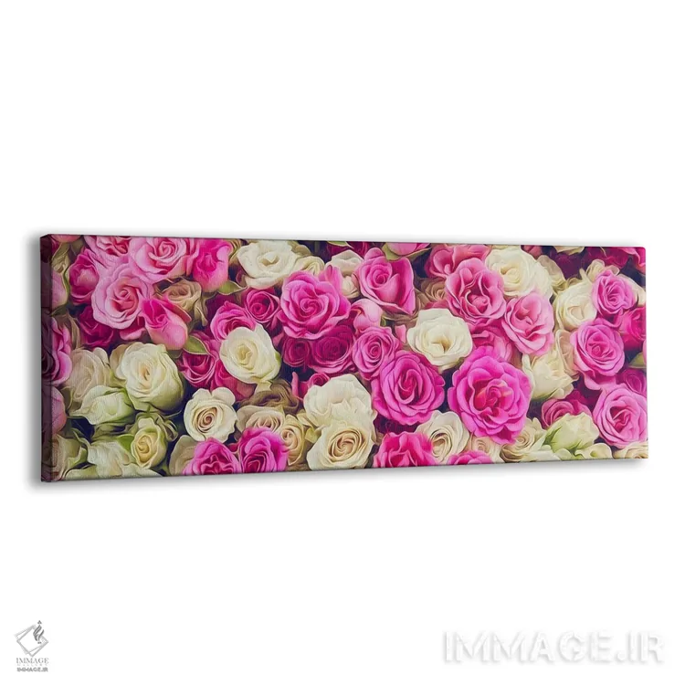 تابلو رزهای کرم و صورتی در یک دستهگل اثر ایوجنیا بیدیوک - نمای پرسپکتیو محصول