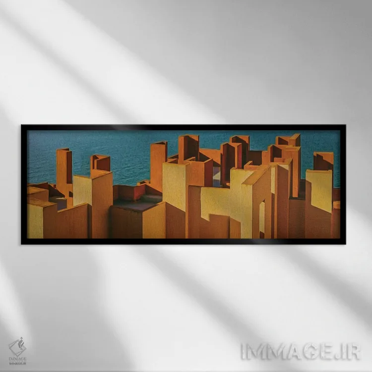 تابلو معماری نارنجی دریایی اثر ایوجنیا بیدیوک - نمای قابدار مشکی