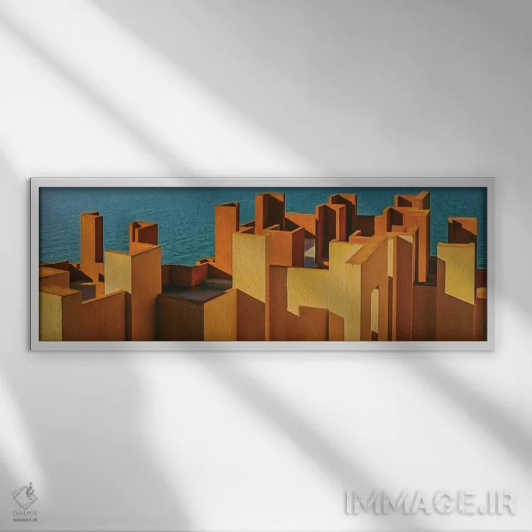 تابلو معماری نارنجی دریایی اثر ایوجنیا بیدیوک - نمای قابدار سفید