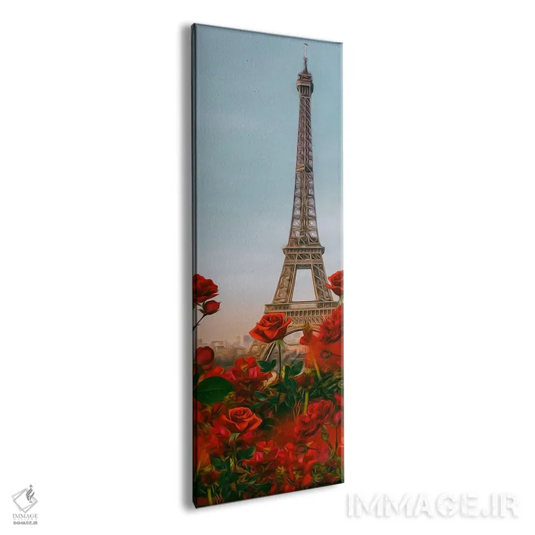 تابلو رزهای قرمز و پاریس اثر ایوجنیا بیدیوک - نمای پرسپکتیو محصول